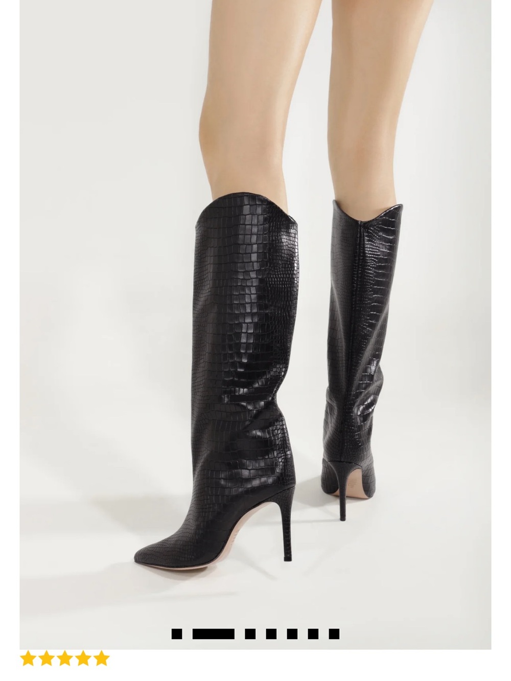 SCHUTZ Olive Croc-Embossed Knee-High Stiletto Boots - Picture 3 of 7